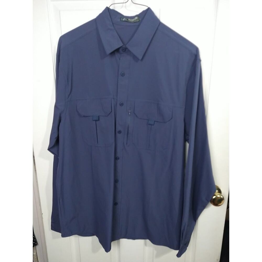 Outdoor Series Men's XXL Vogue Design Collection Shirt Blue Tactical Long Sleeve